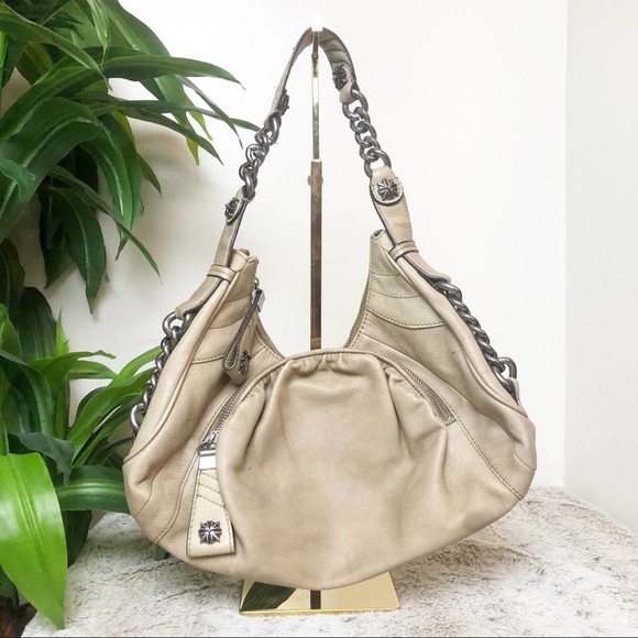 b. makowsky Handbags - B.Makowsky Beige Leather Silver Hardware Mini Bag